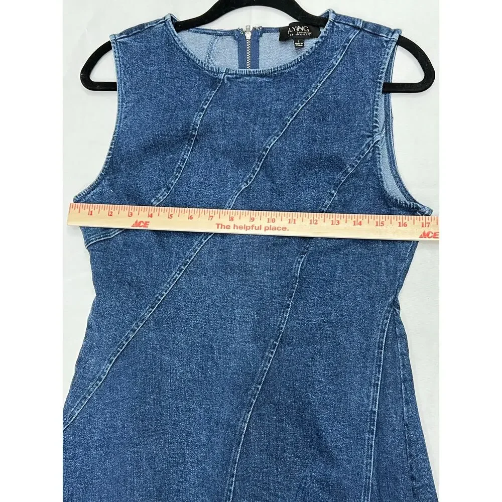 Flying Tomato Denim Mini Dress Large Sleeveless Fit & Flare NWOT - Picture 4 of 9